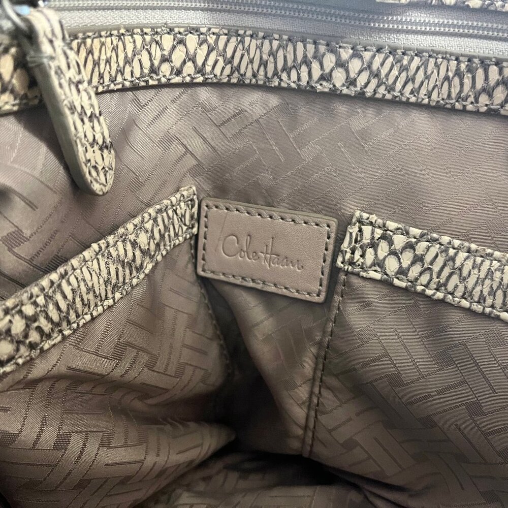 Cole Haan "Laury" Cobra Tote, Cream and Gray - Picture 6 of 14